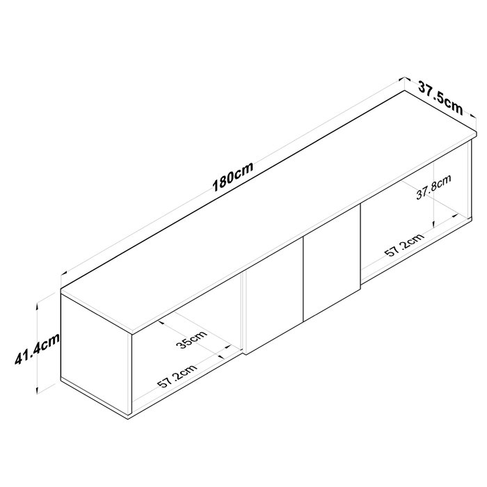 Hanah Home EA114 - 2720 Estantería de Pared Nogal y Blanco 180 cm